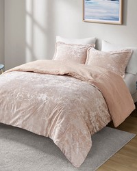 Mira Blush Crushed Velvet Sherpa Reversible Comforter Set Twin by   