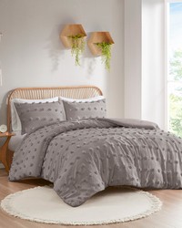 Lucy Grey Clip Jacquard Comforter Set Twin by   