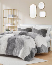 Cassie Grey Ombre Shaggy Faux Fur Comforter Set Twin by   