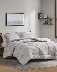 Remy Gray Quilted Chevron Comforter Set Queen by   