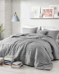 Oliver Gray Cationic Dyed Clip Jacquard Comforter Set with Throw Pillow Queen by   