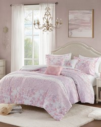 Oliena Pink Floral Paisley Comforter Set Queen by   