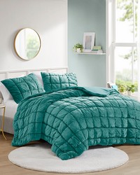 Velvet Dream Puff Teal 2 Piece Comforter Set Twin by   