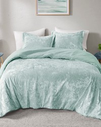 Mira Aqua Crushed Velvet Sherpa Reversible Comforter Set Twin by   