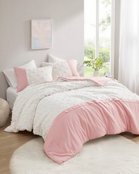 Shay Pink Colorblock Clip Jacquard Comforter Set King by   