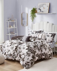 Dorsey Black/White Floral Print Duvet Cover Set King by   