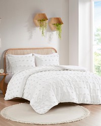 Lucy Ivory Clip Jacquard Duvet Cover Set Queen by   