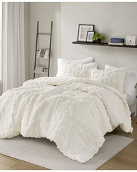 Larissa Off-White Animal Chenille Duvet Cover Set King by   