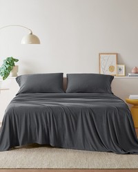 Cotton Blend Jersey Knit Dark Grey Twin by   