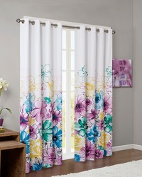 Olivia Blue Printed Total Blackout Curtain Panel by   