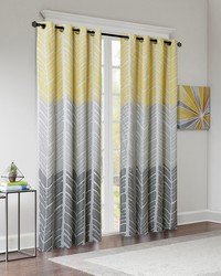 Adel Yellow Printed Total Blackout Curtain Panel by   