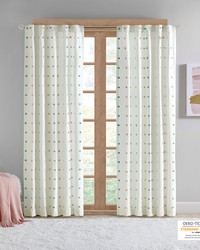 Callie Multi Cotton Jacquard Pom Pom Curtain Panel by   