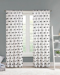 Sophie Black Pom Pom Embellished Curtain Panel by   