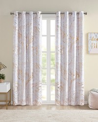 Rebecca Blush/Gold Grommet Top Printed Marble Metallic Total Blackout Curtain by   