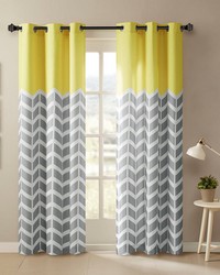 Alex Yellow Chevron Printed Room Darkening Grommet Top Panel Pair by   