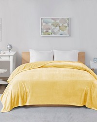 Microlight Plush Yellow Oversized Blanket by   