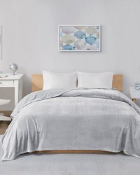 Microlight Plush Grey Oversized Blanket by   