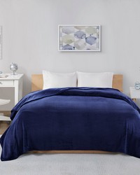 Microlight Plush Navy Oversized Blanket by   