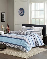 Paul Teal Reversible Quilt Set with Throw Pillows Twin by   