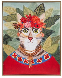 Pet Portrait Bohemian Cat Bohemian Cat In Forest Framed Canvas Wall Art by   