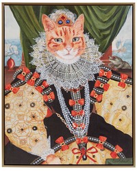 Pet Portrait Queen Belle Kitty Queen Belle Framed Canvas Wall Art by   