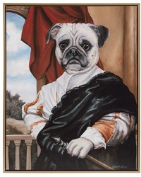 Pet Portrait Captain Pug Captain's Guard Pug Framed Canvas Wall Art by   
