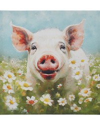 Sunshine Animals Pig/Green Multi Pig Canvas Wall Art by   