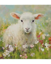 Sunshine Animals Lamb/Green Multi Lamb Canvas Wall Art by   