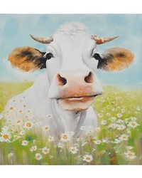 Sunshine Animals Cow/Green Multi Cow Canvas Wall Art by   