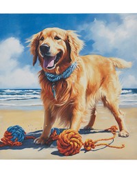 Beach Dogs Golden Retriever/Blue Multi Golden Retriever Canvas Wall Art by   