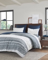 Mila Navy 3 Piece Cotton Comforter Set with Chenille Tufting King by   