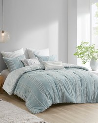 Kara Aqua 3 Piece Cotton Jacquard Comforter Set King by   