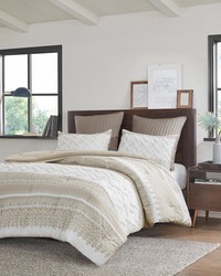 Mila Taupe 3 Piece Cotton Comforter Set with Chenille Tufting King by   