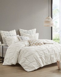 Masie White 3 Piece Elastic Embroidered Cotton Comforter Set King by   