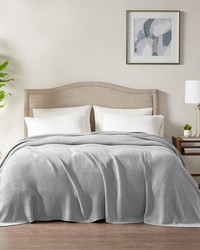 Bree Knit Grey Blanket by   