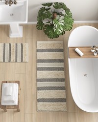 Asher Black Woven Texture Stripe Bath Rug by  Swavelle-Millcreek 