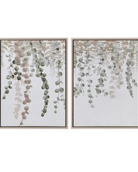 Botanical Waterfall Green Eucalyptus 2-piece Framed Canvas Wall Decor Set by   