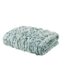 Ruched Faux Fur Blue Faux Fur Throw by   
