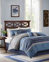 Collins Navy 7 Piece Microsuede Comforter Set King by   