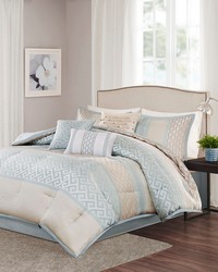 Bennett Aqua 7 Piece Comforter Set King by   