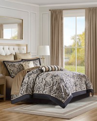 Aubrey Black 12 Piece Comforter Set with Cotton Bed Sheets Full by   