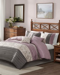 Serene Purple Embroidered 7 Piece Comforter Set King by   