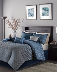 Biloxi Navy 7 Piece Jaquard Comforter Set King by   