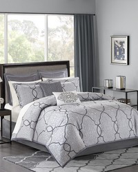Lavine Silver 12 Piece Comforter Set with Cotton Bed Sheets King by   