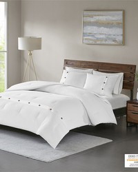 Finley White 3 Piece Cotton Waffle Weave Comforter set King by   