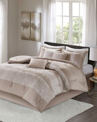 Ava Taupe 7 Piece Chenille Jacquard Comforter Set King by   