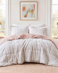 Gia Blush/White Back Print Long Fur Comforter Mini Set Twin by   