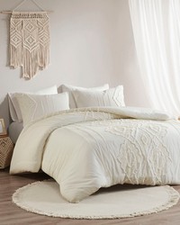 Margot Off-White 3 Piece Cotton Comforter Set Queen by   