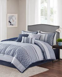 Bennett Navy 7 Piece Jacquard Comforter Set King by   