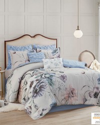 Cassandra Blue 8 Piece Cotton Printed Comforter Set King by   
